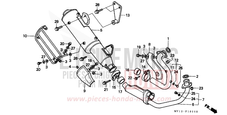 ABGAS-SCHALLDAEMPFER von Africa Twin 750 DAWN ORANGE (YR180A) von 1996